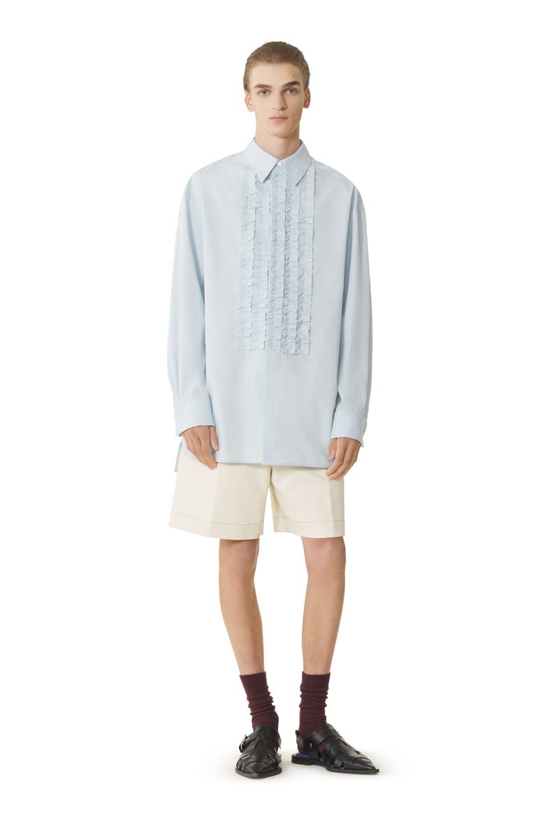 Cotton Poplin Bib Front Shirt, Main, color, Sky Blue