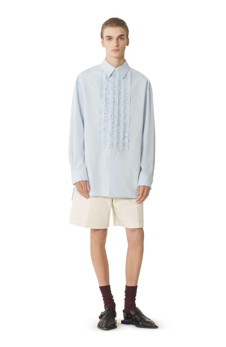 Lanvin Cotton Poplin Bib Front Shirt, Main, color, Sky Blue