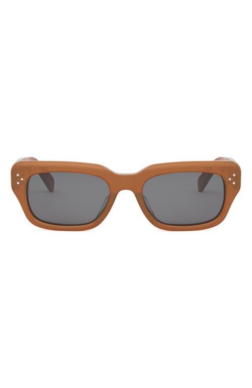 CELINE Bold 3 Dots 54mm Rectangular Sunglasses in Shiny Light Brown /Smoke 