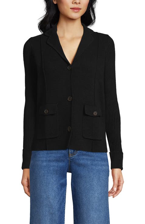 Plus Size Drifter Ribbed Collared Blazer Sweater