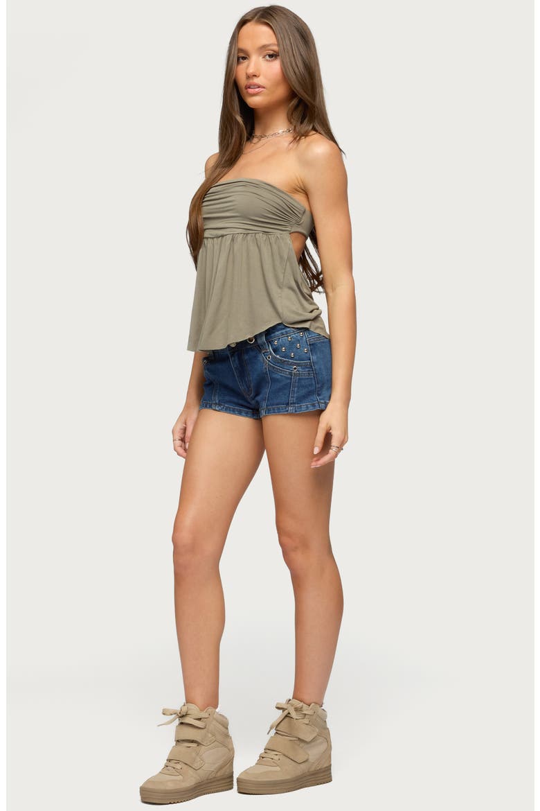Bowey Draped Cutout Strapless Top, Alternate, color, OLIVE