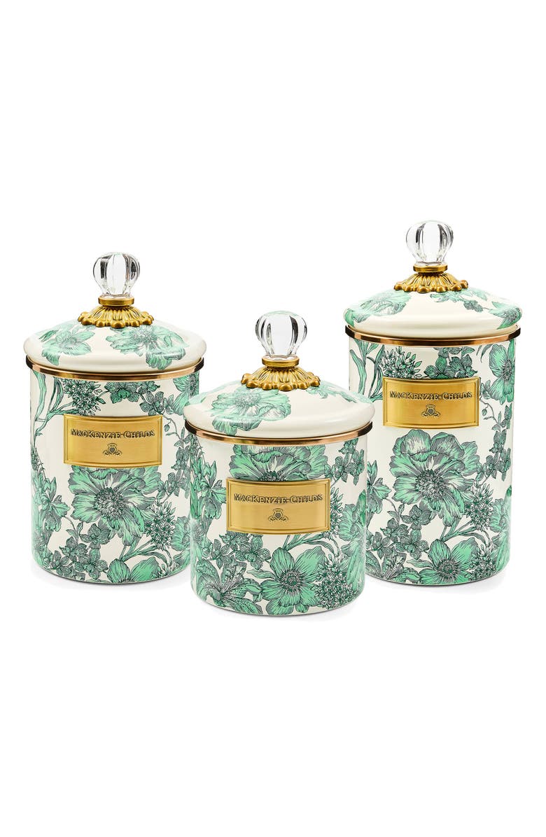 MACKENZIE CHILDS Emerald English Garden Small Canister, Alternate, color, Emerald