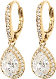 Nadri Pear Drop Cubic Zirconia Pavé Leverback Earrings