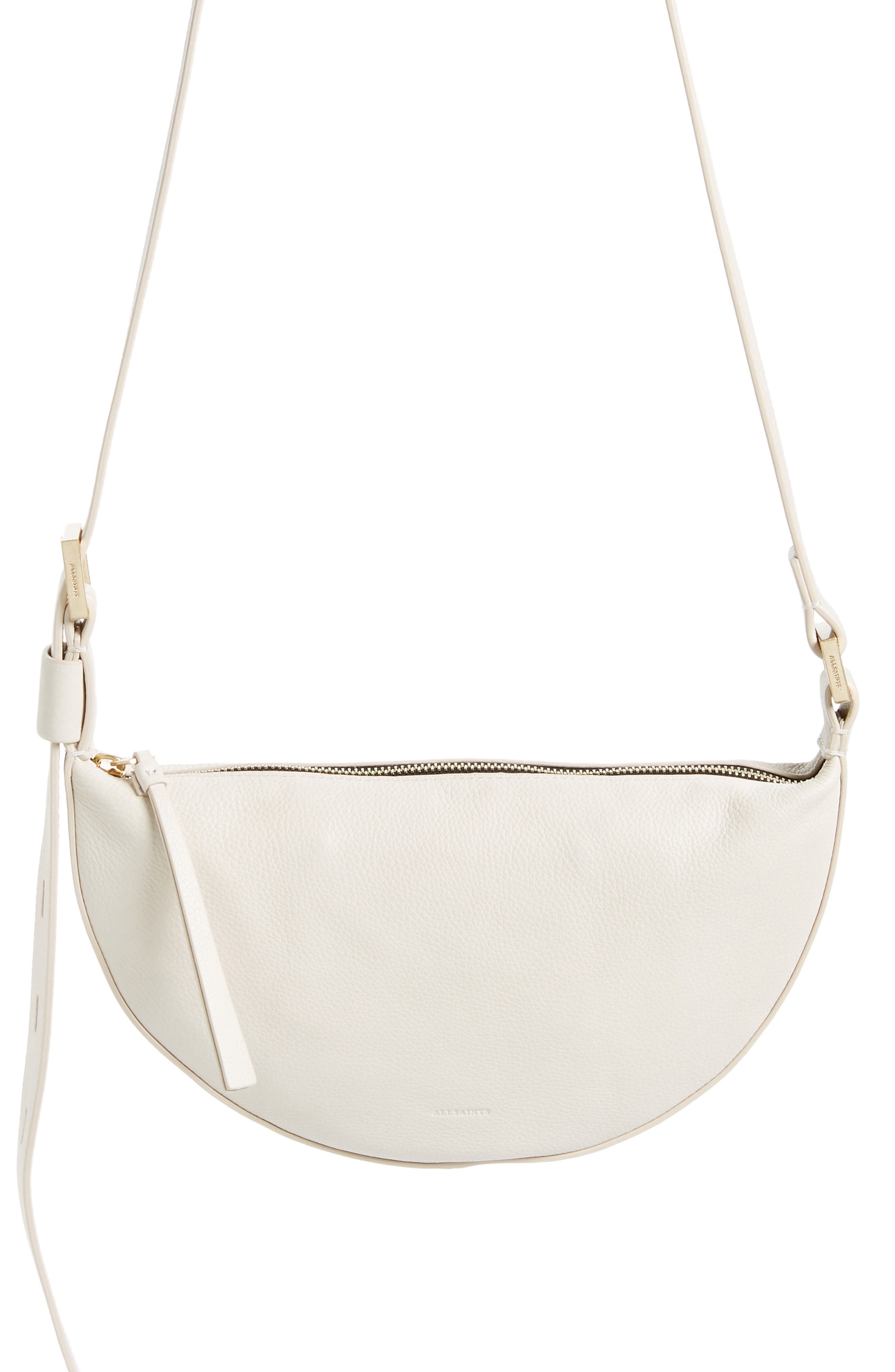 AllSaints Half Moon Leather Crossbody Bag