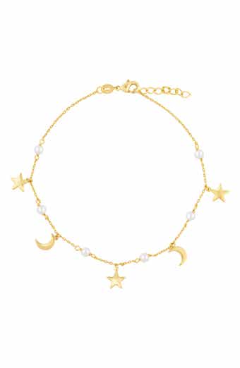 Star & Moon Imitation Pearl Anklet
