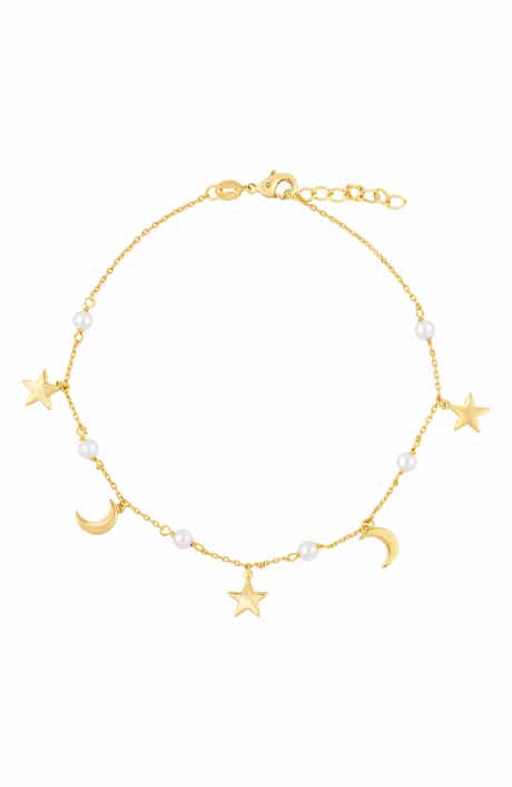 Star & Moon Imitation Pearl Anklet