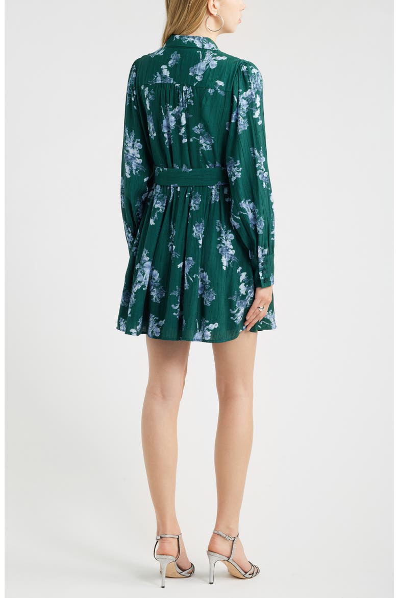 Floral Lace Inset Belted Mini Shirtdress, Alternate, color, GREEN- BLUE STACEY FLORAL