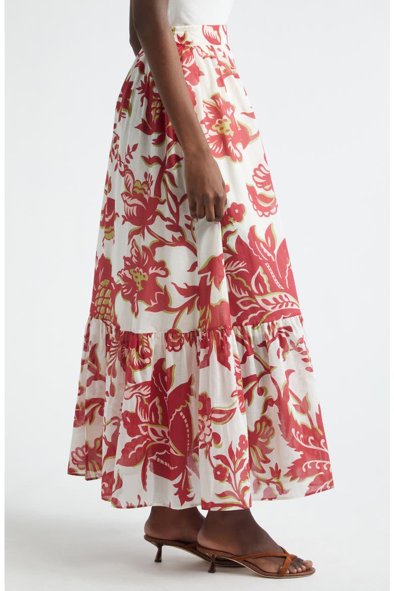Flounce Hem Cotton Maxi Skirt, Alternate, color, PRINT ON WHITE BASE