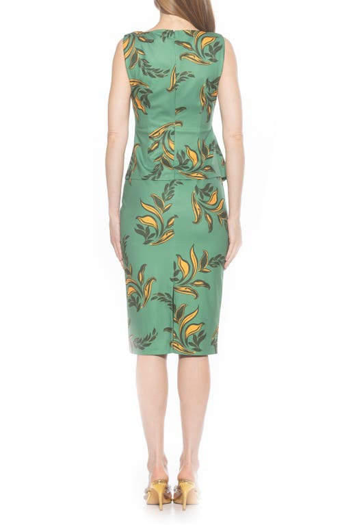 Alexia Admor Amora Boat Neck Sleeveless Sheath Dress In Green Floral