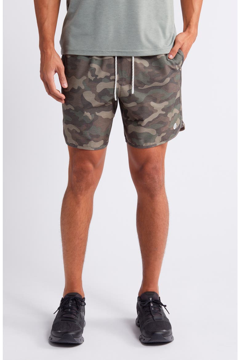 Reverb Water Resistant Hybrid Performance Shorts, Main, color, WOODLAND CAMO PRINT