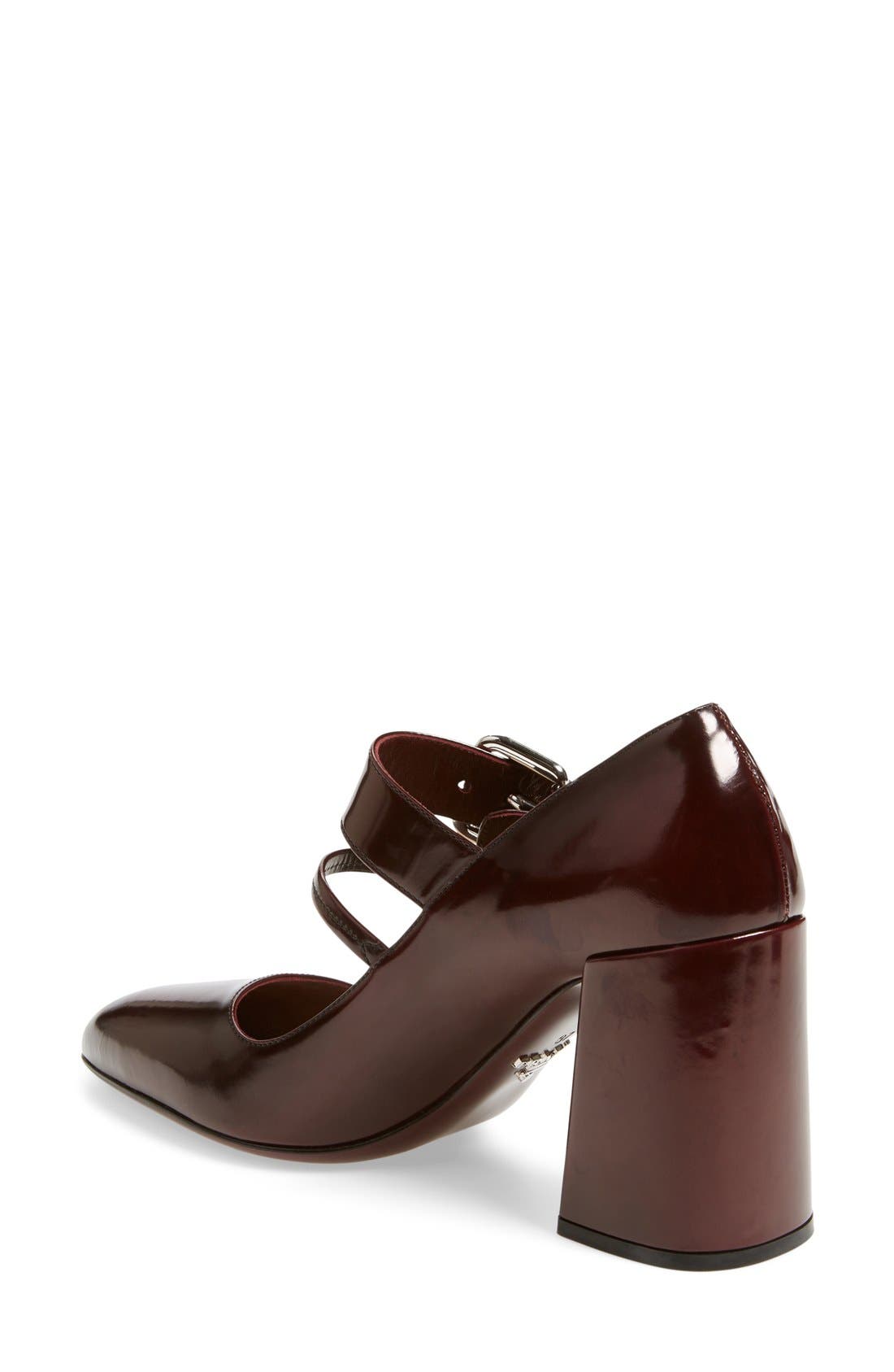 Prada Block Heel Pointy Toe Pump, Alternate, color, 