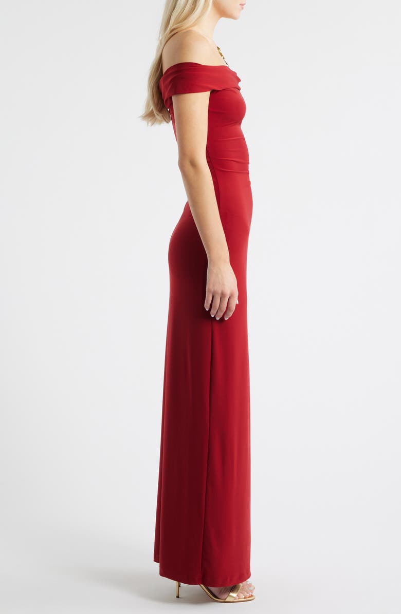 Ever New Lilibet Off the Shoulder Maxi Dress, Alternate, color, Winery