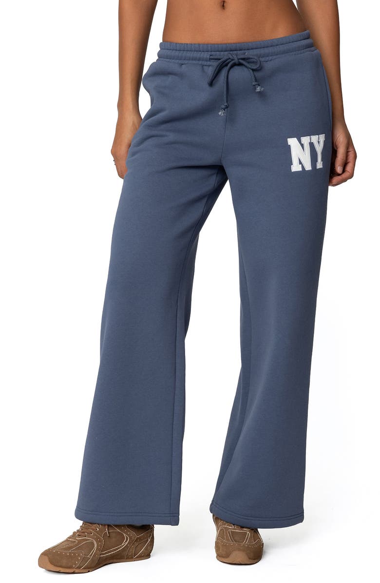 EDIKTED NY Wide Leg Sweatpants, Main, color, Blue