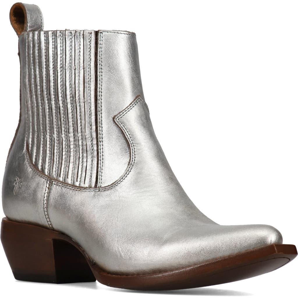 Frye Sacha Western Chelsea Boot In Silver