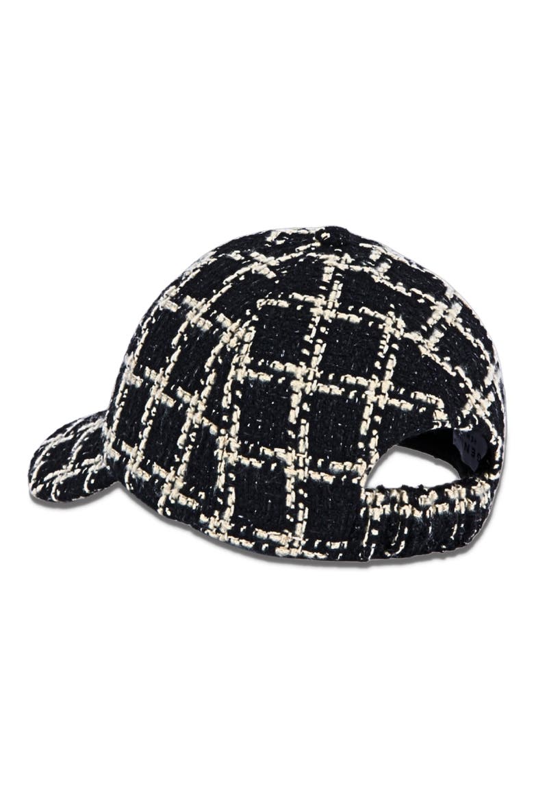 Windowpane Tweed Baseball Cap, Alternate, color, BLACK/ BEIGE