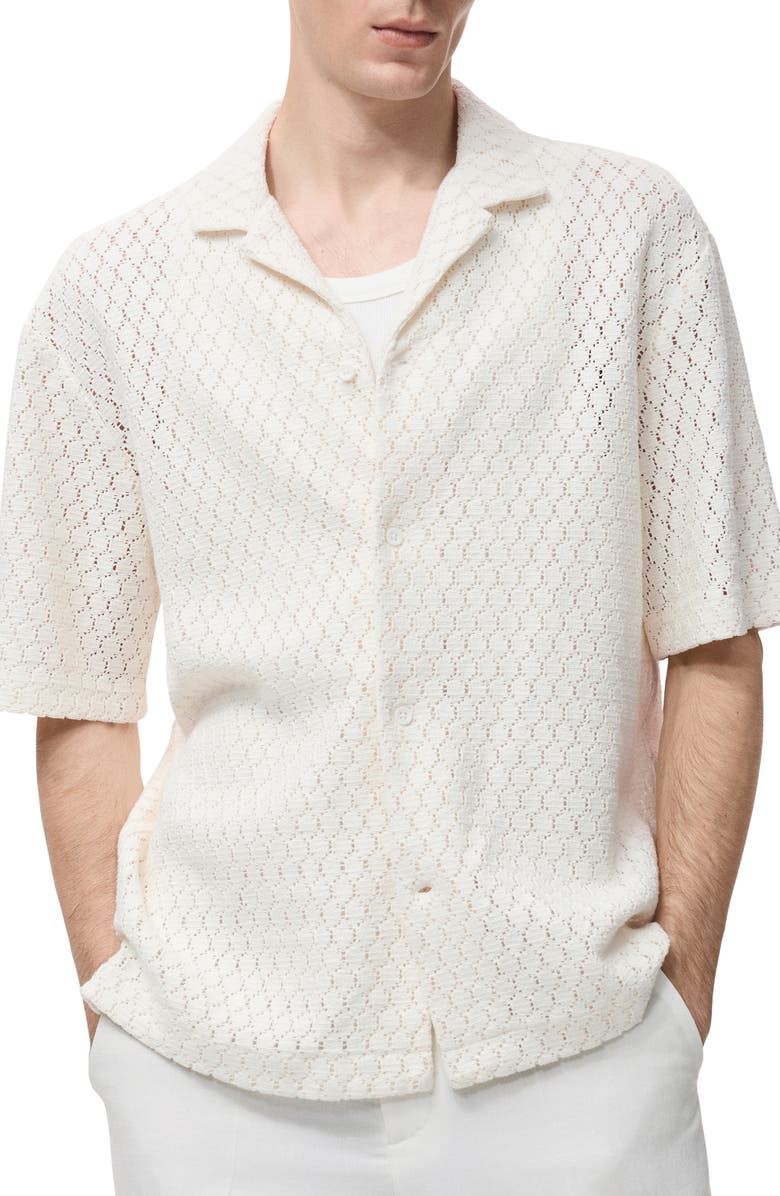 MANGO Open Stitch Knit Shirt, Main, color, Off White