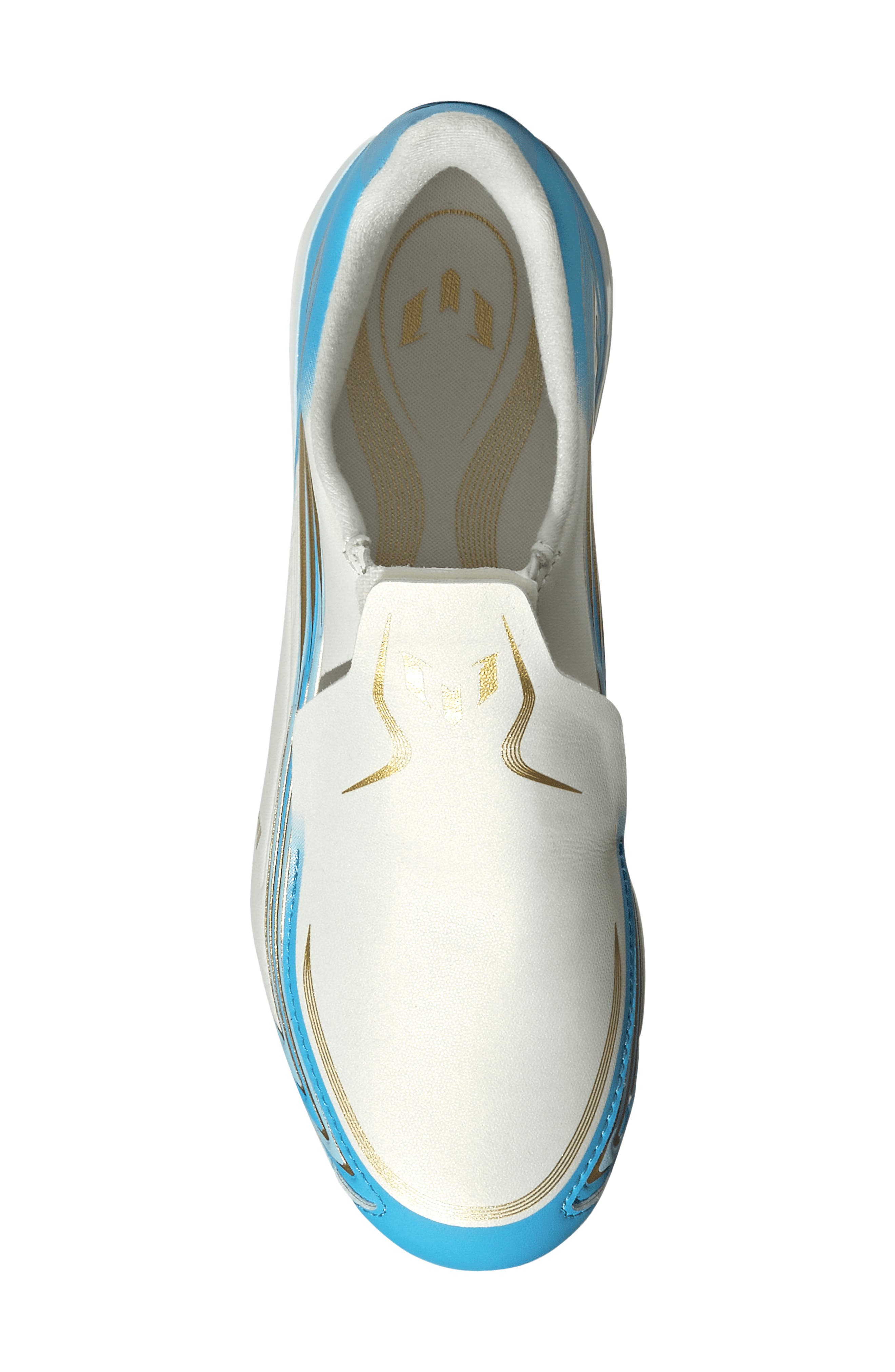 F50 Messi League Laceless Firm Ground Soccer Cleat, Alternate, color, IVORY/ SEMI BLUE / ICEY BLUE