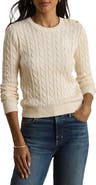 Lauren Ralph Lauren Button Trim Cable Knit Sweater