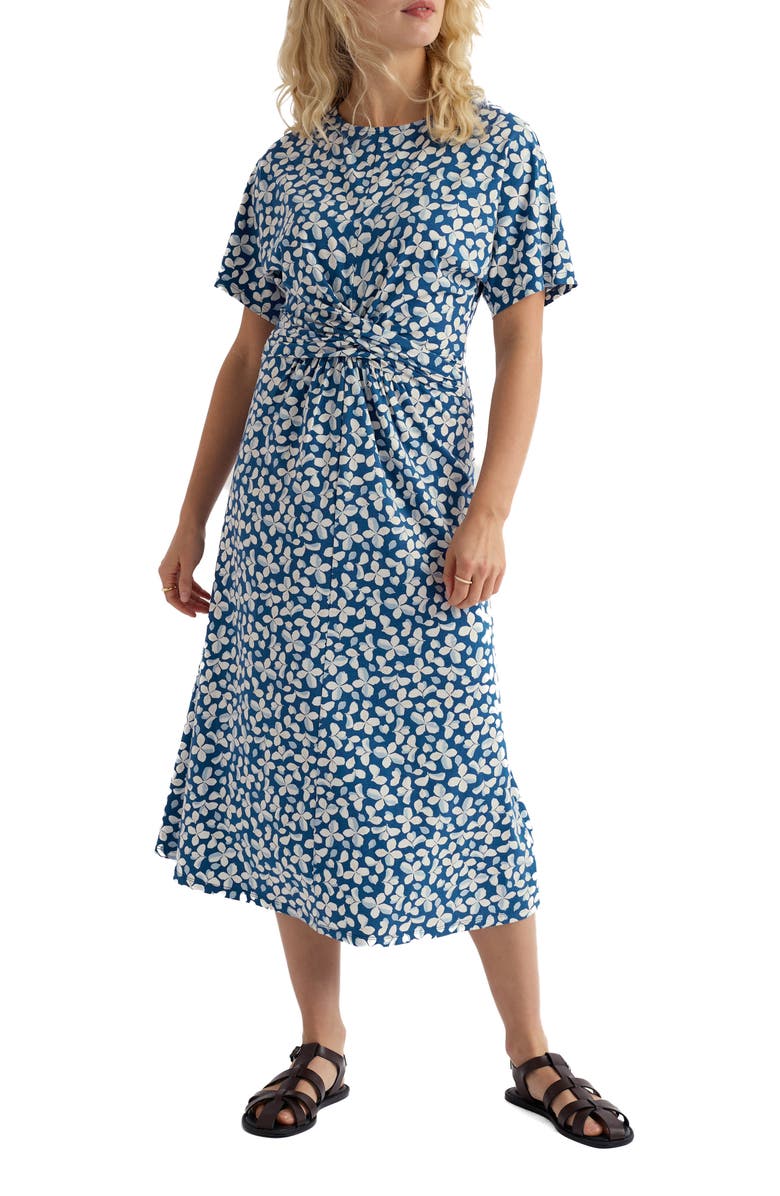 Seasalt Cornwall Water Mint Twist Front Organic Cotton Blend Midi Dress, Main, color,