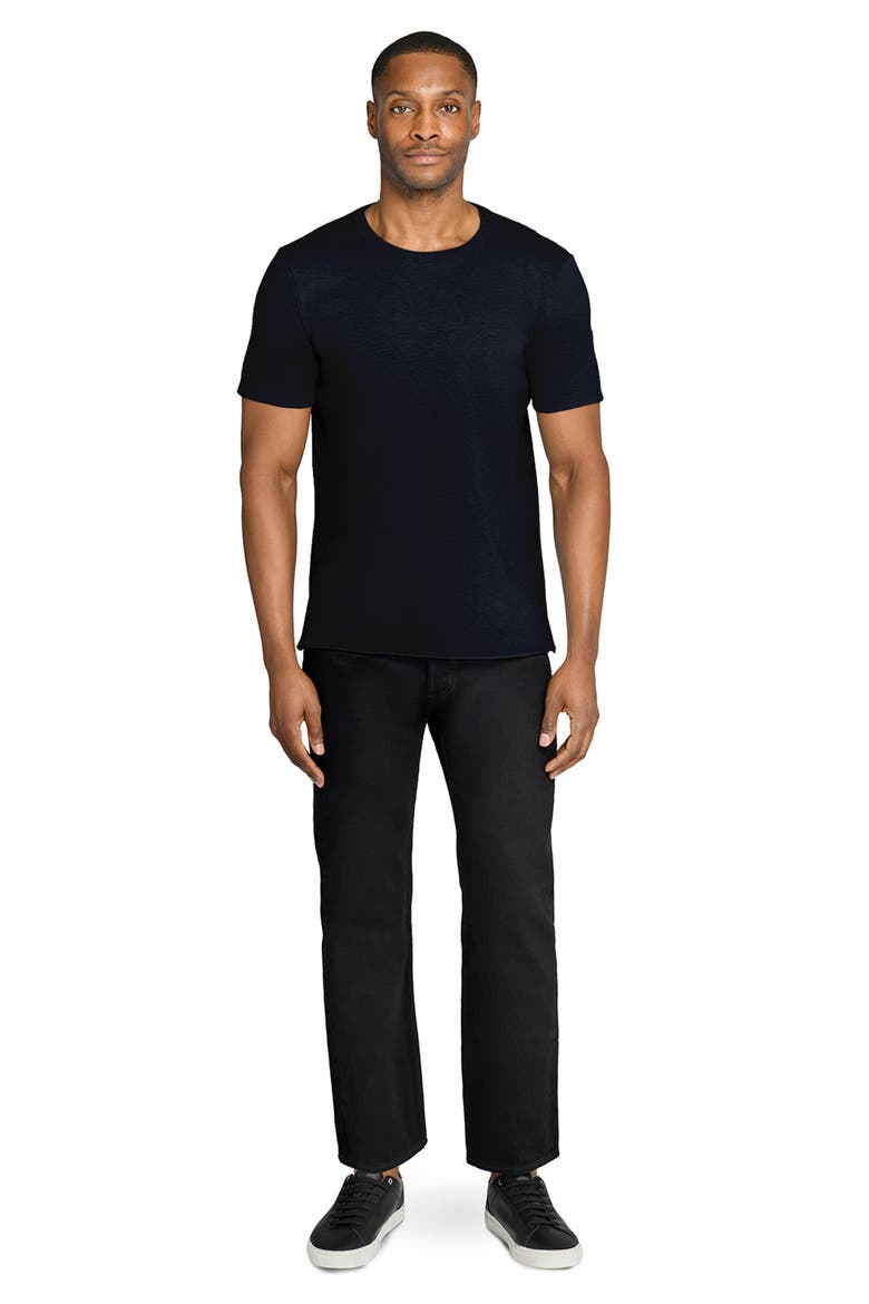 Asher Black Slub Stretch Cotton & Modal T-Shirt, Alternate, color, NAVY