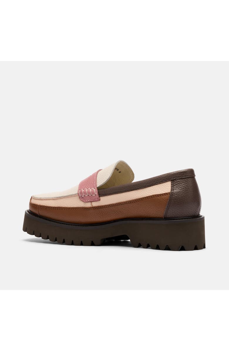 MARC NOLAN Ms. Adler Leather Lug Penny Loafers, Alternate, color, Brown/Cream/Pink