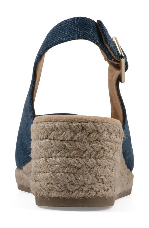 White Mountain Footwear Maize Slingback Wedge Sandal In Dark Blue Denim Fabric