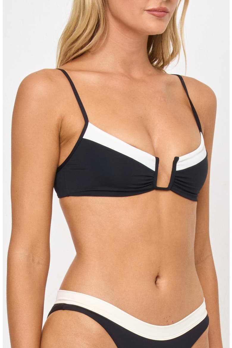 Peyton Bikini Top, Alternate, color, BLACK/ CREAM