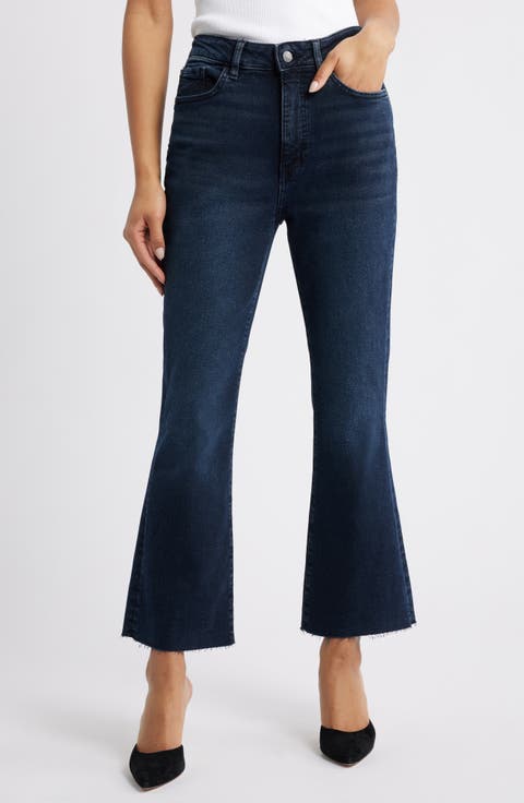 NAO High Waist Raw Hem Crop Bootcut Jeans (River Run)