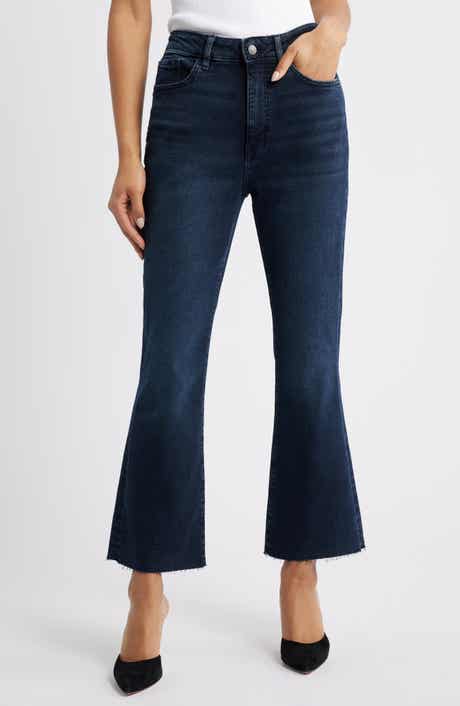 WARP+WEFT NAO High Waist Raw Hem Crop Bootcut Jeans