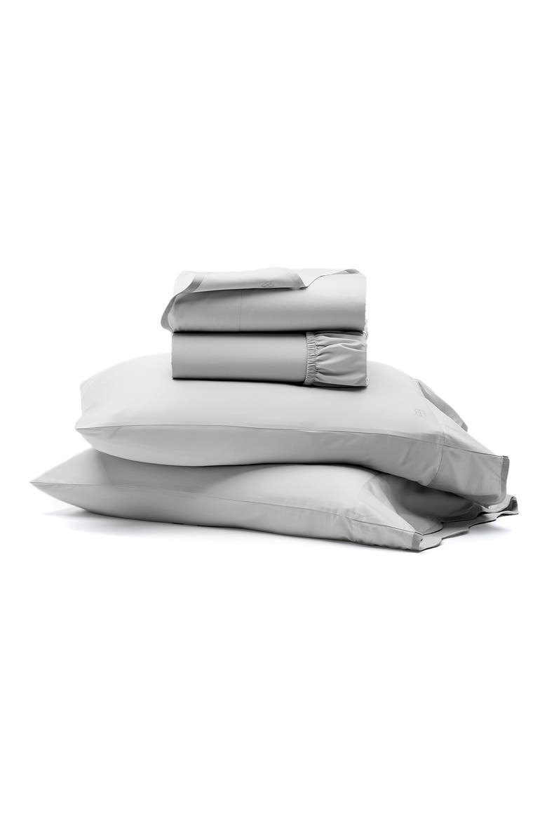 Signature Curved Edge Organic Cotton Sheet Set, Main, color, SKY/ SHORE