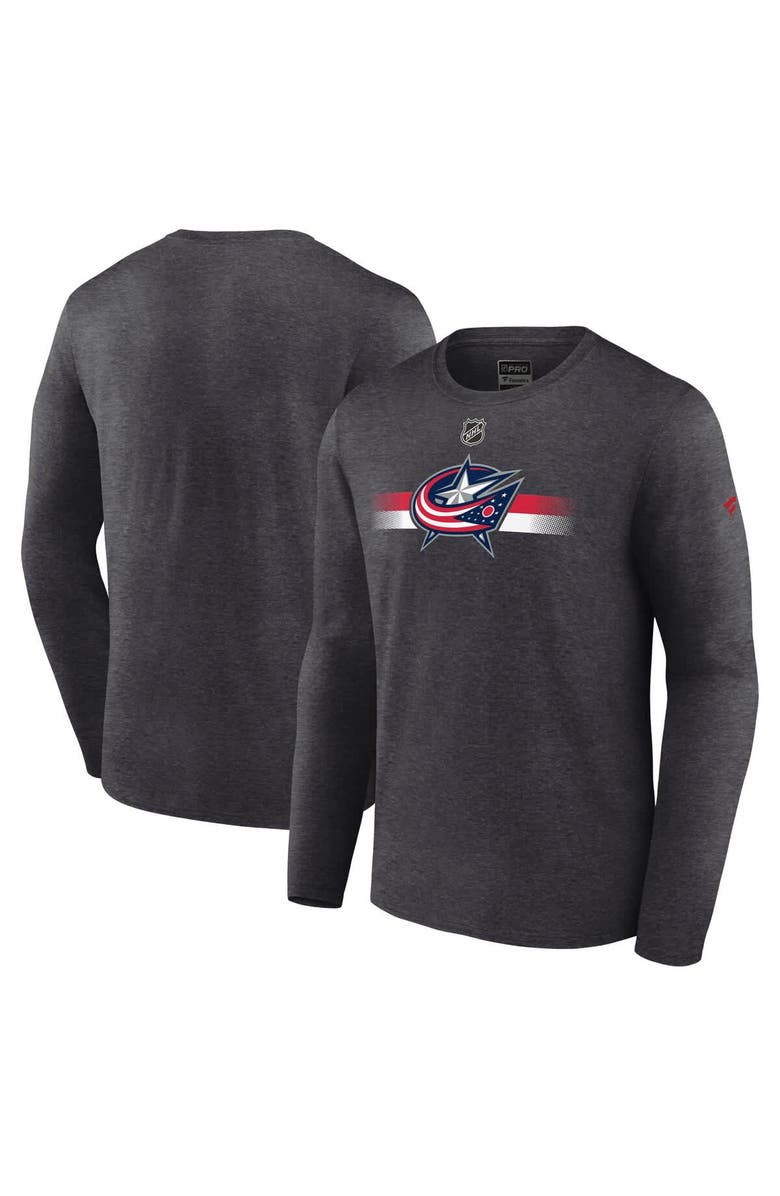FANATICS Men's Fanatics  Heather Charcoal Columbus Blue Jackets Authentic Pro Secondary Long Sleeve T-Shirt, Main, color, Heather Charcoal