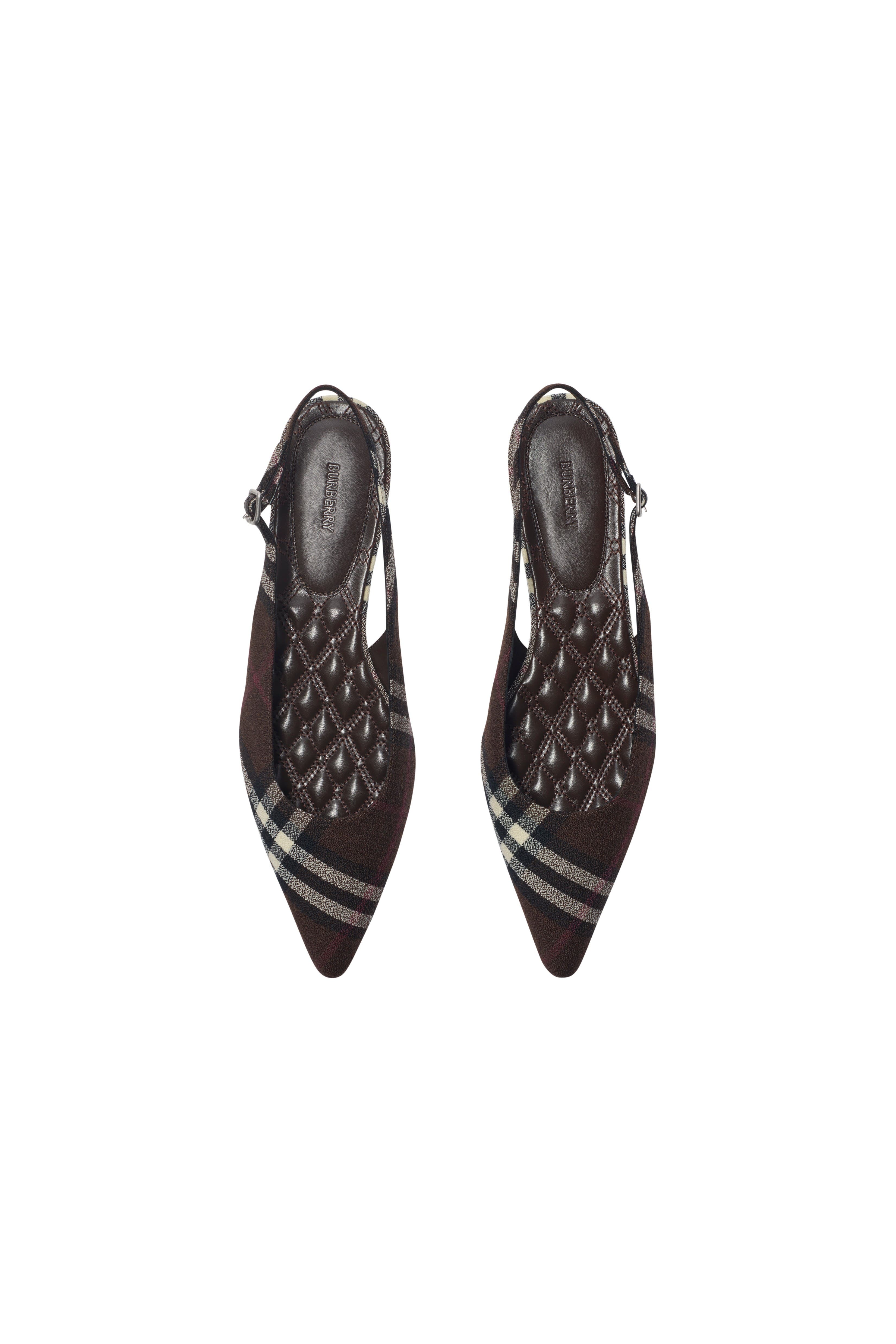 Burberry Check Dame Slingback Ballerinas, Alternate, color, Mahogany Brown
