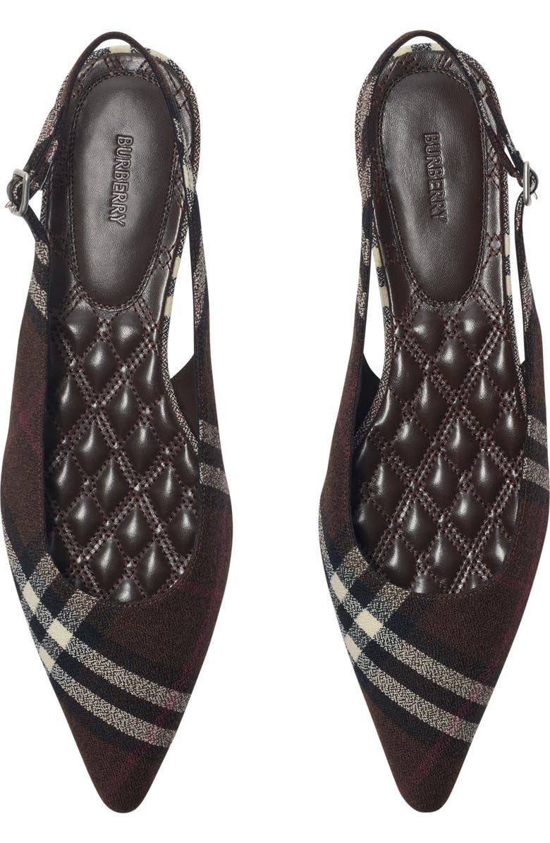 Burberry Check Dame Slingback Ballerinas, Alternate, color, Mahogany Brown