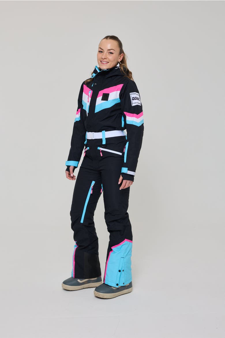 Can't Touch This Women's Ski Suit, Alternate, color, Black with neon pink