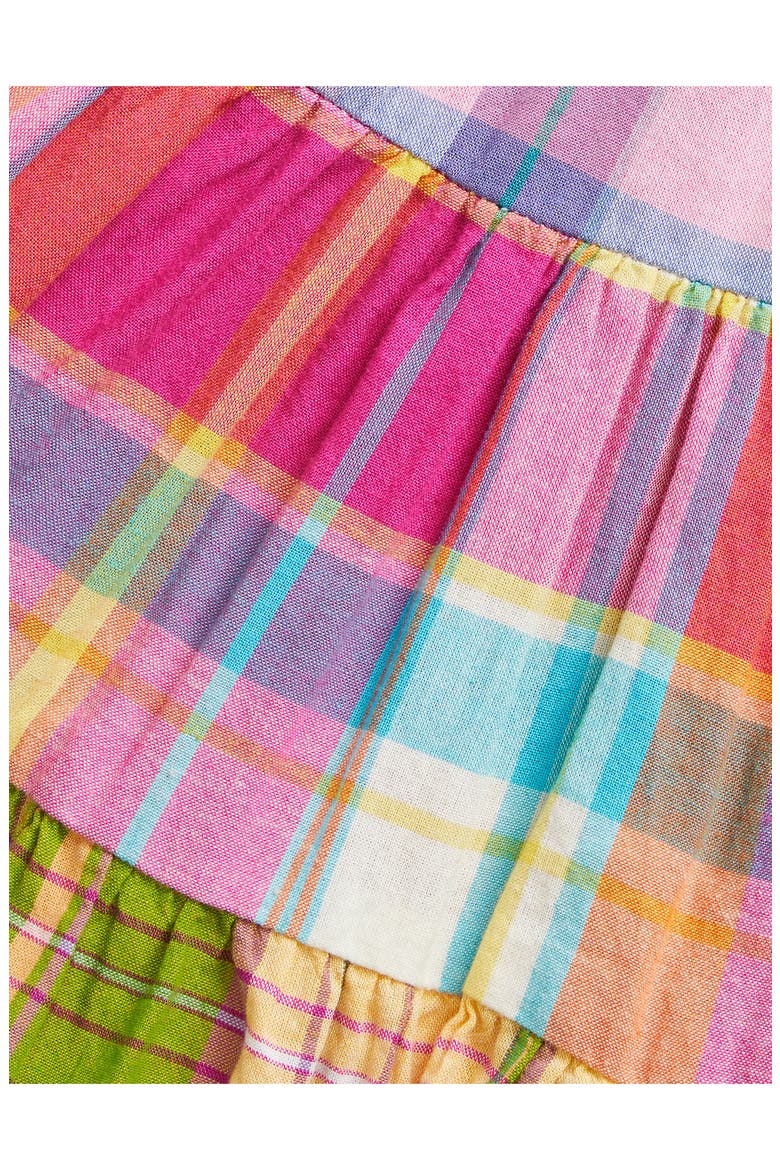 Madras Plaid Tiered Cotton Sundress & Bloomers, Alternate, color, MULTI