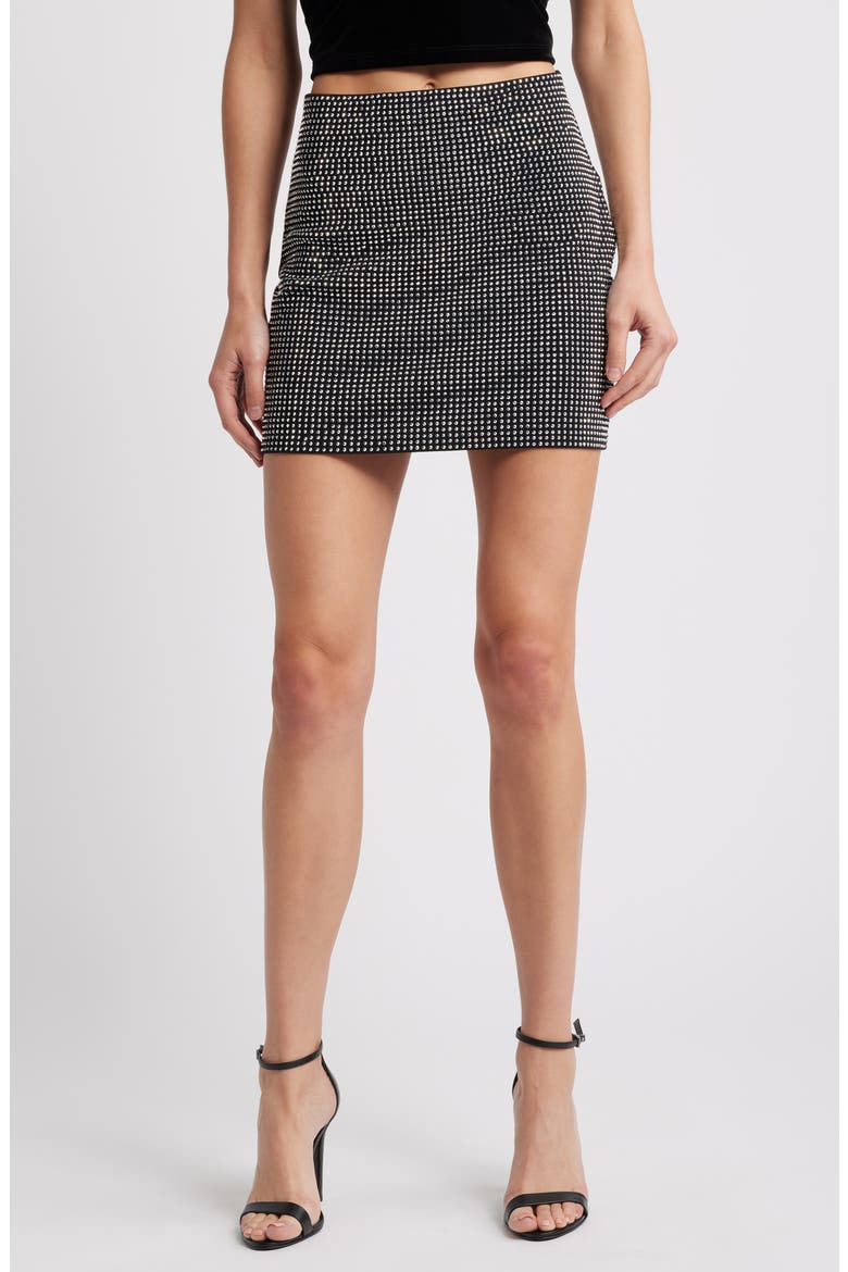 Crystal Stretch Cotton Miniskirt, Main, color, BLACK001