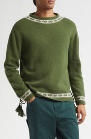 Bode Moritz Tassel Trim Virgin Wool Sweater