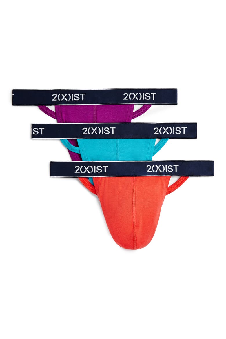 3-Pack Cotton Thong, Main, color, PURPLE/ HIBISCUS/ BLUEBIRD