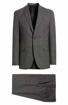 AllSaints Ross Slim Fit Grey Mélange Wool Suit