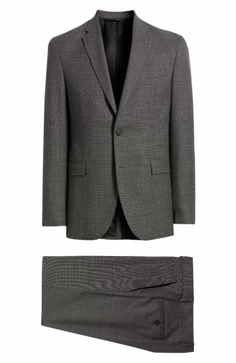 AllSaints Ross Slim Fit Grey Mélange Wool Suit
