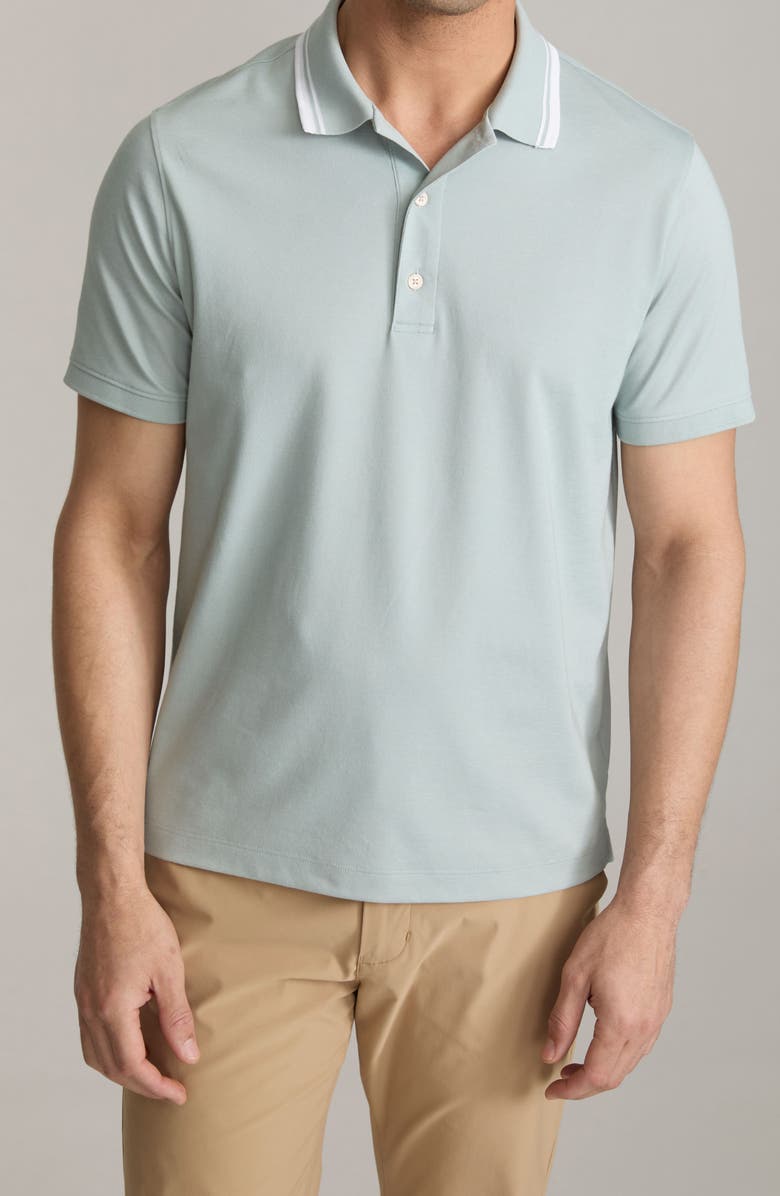 UNTUCKit Day Tipped Cotton Blend Piqué Performance Polo, Main, color, Light Green