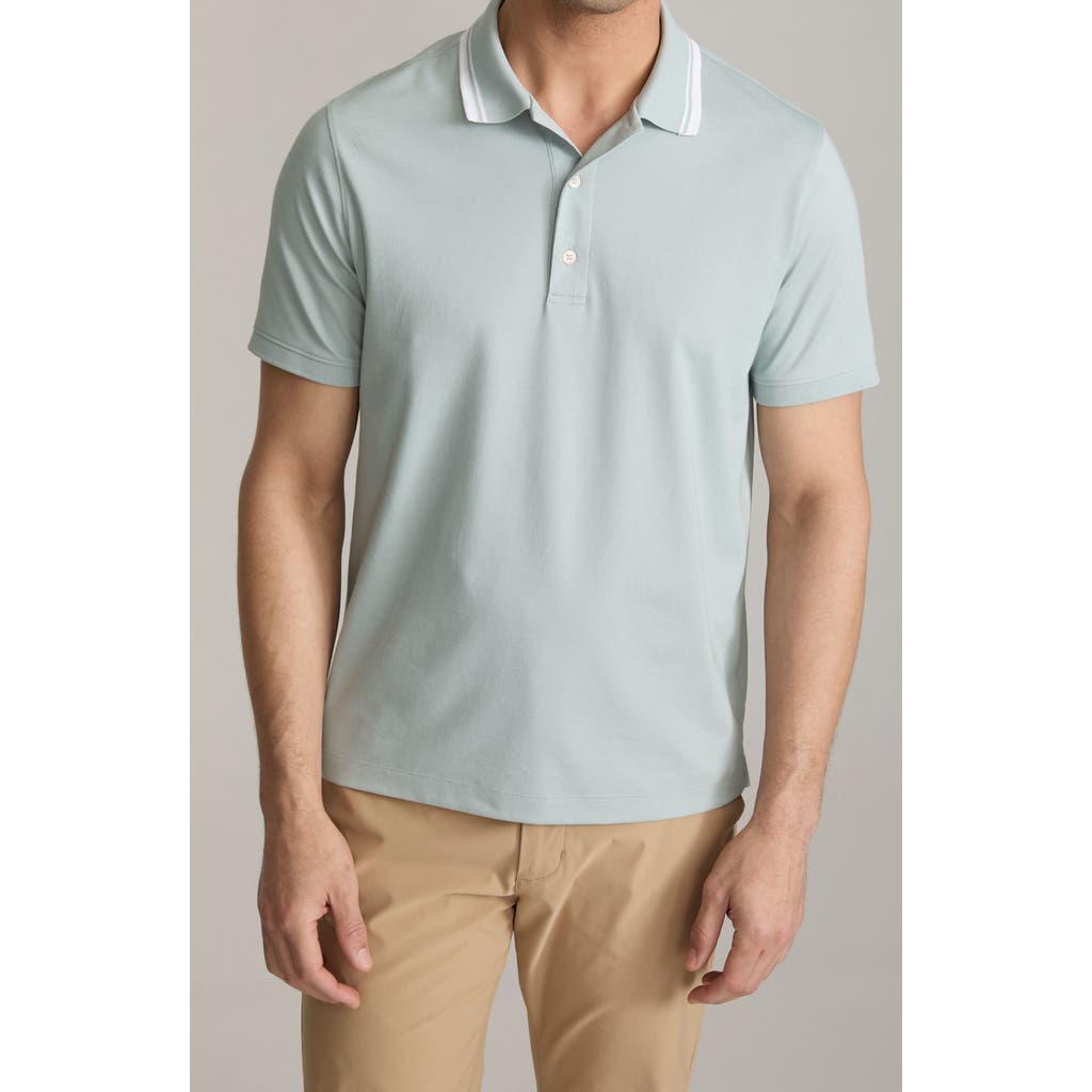 Untuckit Day Tipped Cotton Blend Piqué Performance Polo In Blue