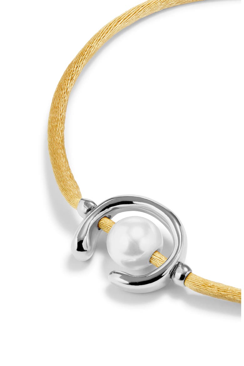 Camel Silk Effect Bracelet with Pearl Shell, Alternate, color, Silver