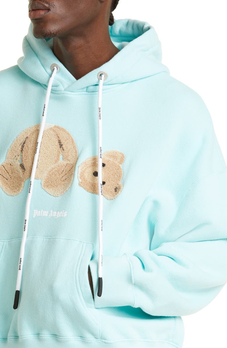 Palm Angels Bear Appliqué Cotton Hoodie, Alternate, color,