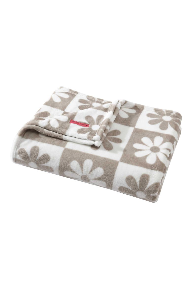 Daisy Check Throw Blanket, Main, color, BEIGE
