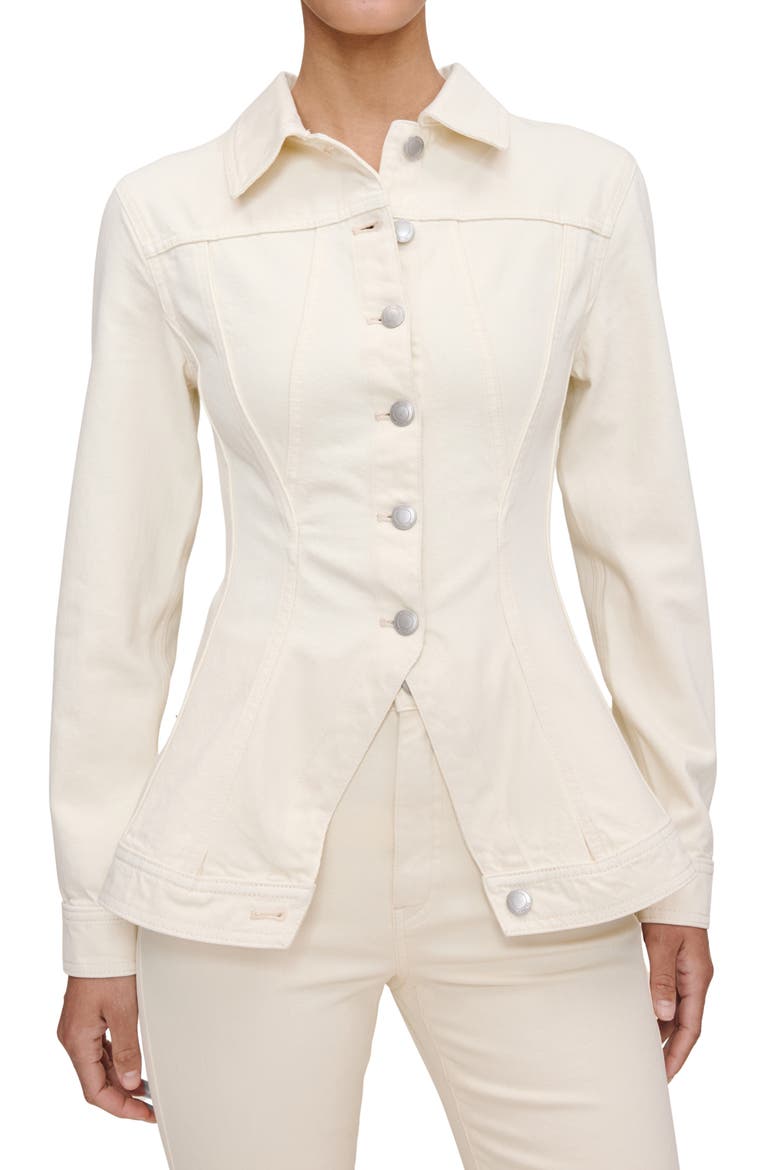 Peplum Denim Jacket, Main, color, ECRU