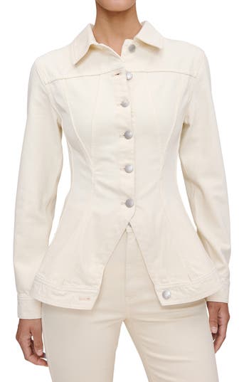 Dl1961 Peplum Denim Jacket In Ecru