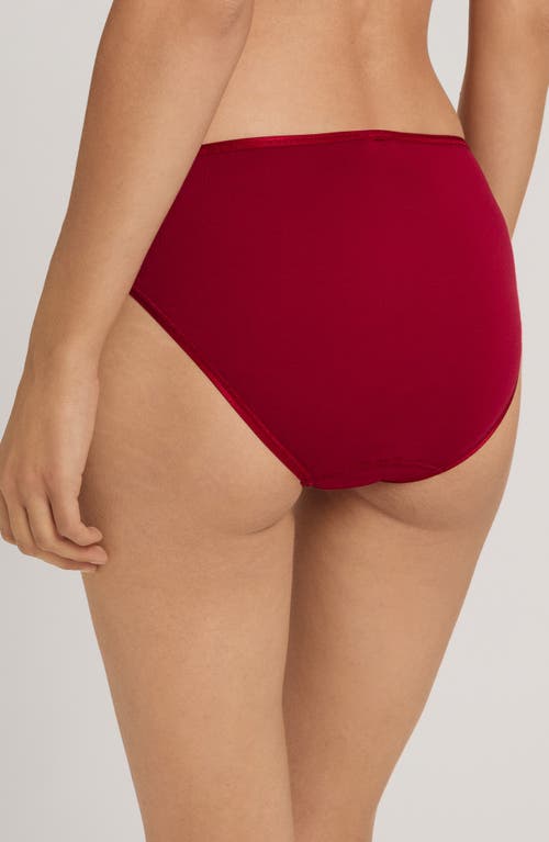 Hanro Seamless Cotton High Cut Briefs In Red