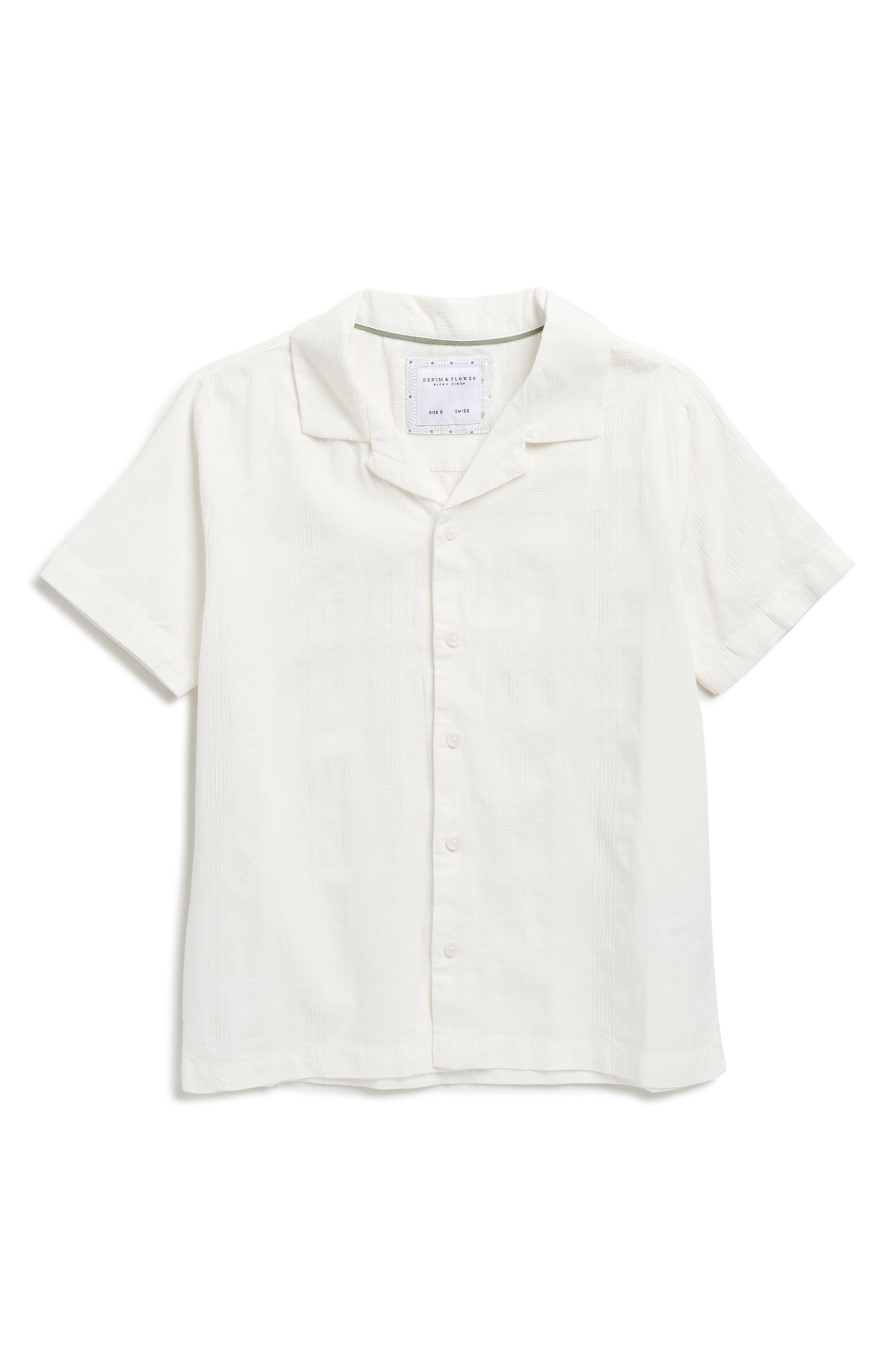 DENIM AND FLOWER Kids' Textured Camp Shirt