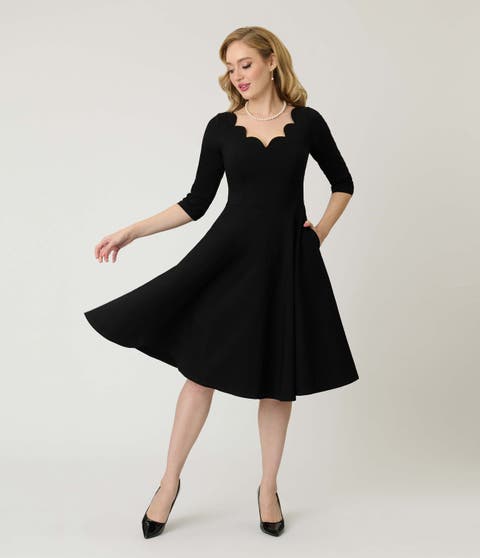 Scalloped Neck Swing Dress